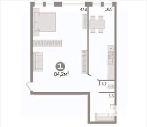 2-к квартира, вторичка, 84м2, 1/4 этаж