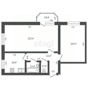 2-к квартира, вторичка, 55м2, 4/7 этаж