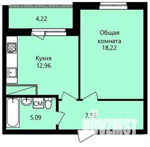 1-к квартира, строящийся дом, 46м2, 14/14 этаж