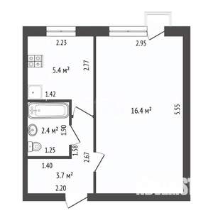 1-к квартира, вторичка, 28м2, 4/9 этаж
