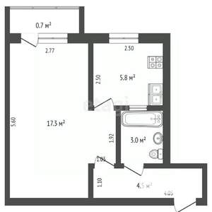 1-к квартира, вторичка, 30м2, 4/5 этаж