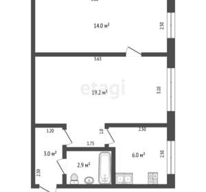 2-к квартира, вторичка, 45м2, 1/5 этаж