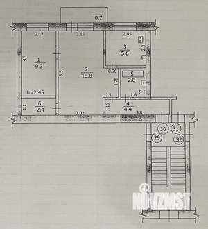 2-к квартира, вторичка, 43м2, 4/4 этаж